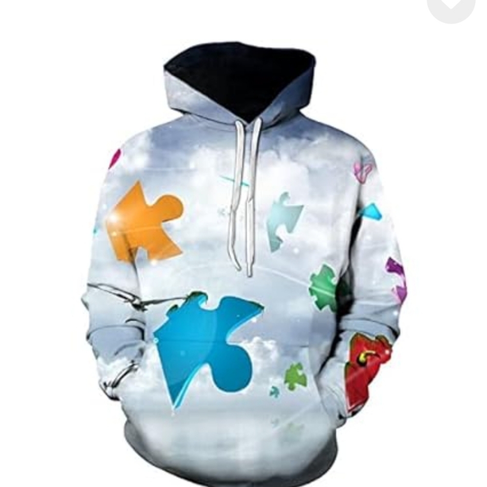 3D Puzzle Piece Hoodie Unisex Sz. Medium